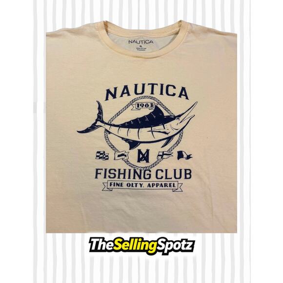 Nautica Other - Nautica Fishing Club Graphic T-Shirt Cream US/UK (XL)